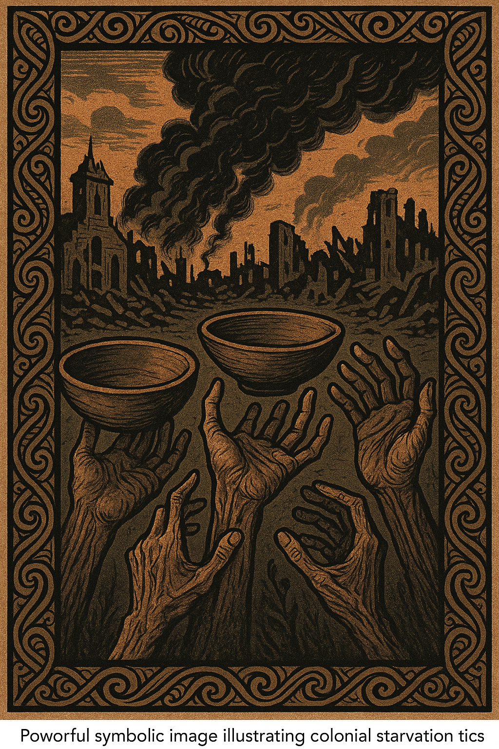 Colonial Weaponization of Hunger: From Bengal to Gaza - A visual representation of starvation as imperial strategy