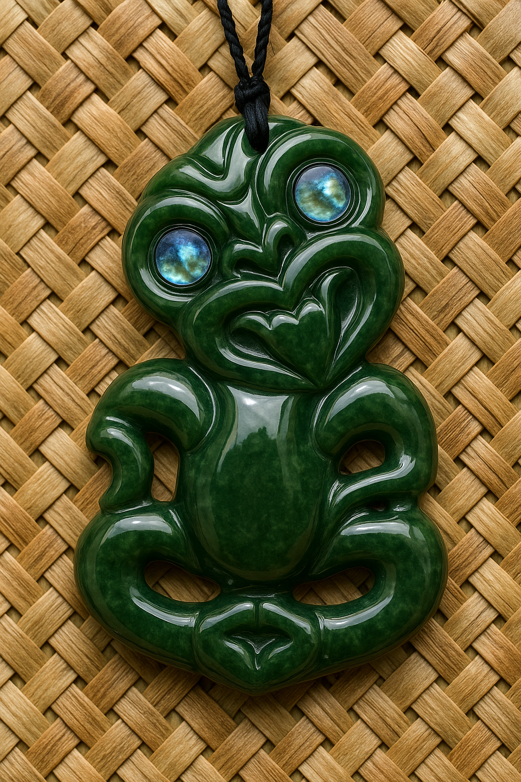 Traditional Māori tiki pendant symbolizing strength and protection