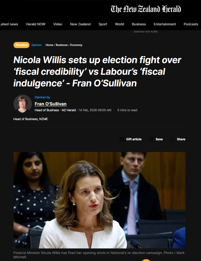 "The NZHerald O'Sullivan Propaganda Machine: How Corporate Media Sells Austerity as Virtue" - 14 February 2026