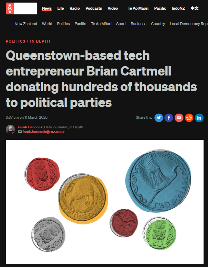 "THE TANIWHA WEARS A VENTURE CAPITALIST'S POLO SHIRT: How a Silicon Valley Import Is Purchasing Aotearoa's Political Soul — One Cheque at a Time" - 13 March 2026