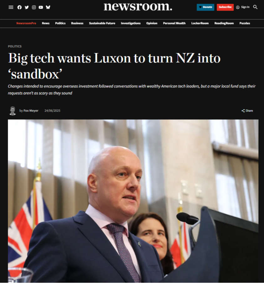 "Big Tech's Colonial Playground: How Luxon Turns Aotearoa into Silicon Valley's Sandbox" - 25 June 2025