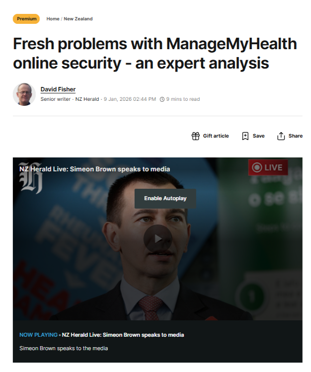 “When the Crown Holds Māori Data, It Bleeds: The ManageMyHealth Breach and Simeon Brown’s Patterns of Destruction” - 10 January 2025