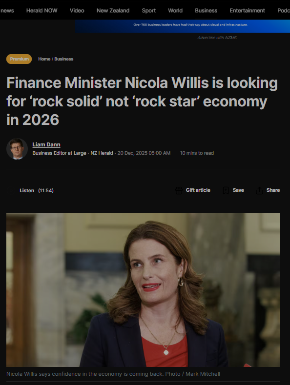 “Nicola Willis’s “Rock-Solid” Fantasy: A Masterclass in Fiscal Gaslighting” - 21 December 2025