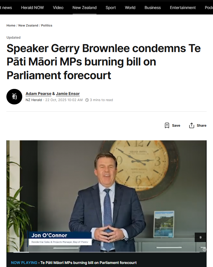 “The Arrogant Hypocrisy of Gerry Brownlee and the Coalition’s Latest Legislative Raupatu” - 22 October 2025