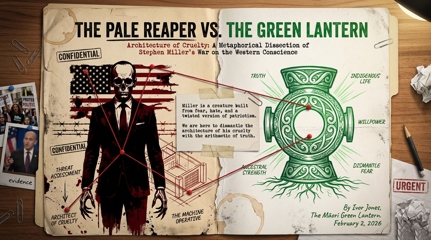 “THE PALE REAPER: How Stephen Miller’s White Supremacist Cult Burns the Western Conscience to Ash” - 2 February 2026