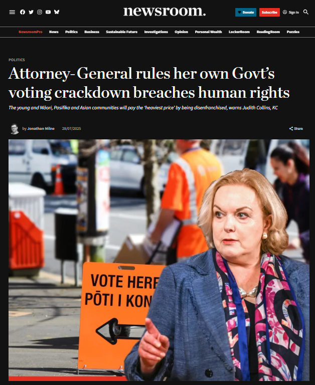 “Democracy Under Siege: How the Coalition's "Dropkick" Rhetoric Masks a Calculated Attack on Māori and Young Voters” - 29 July 2025