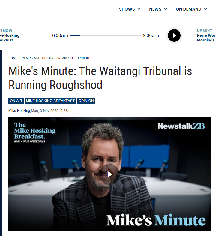 "The Comfortable Racism of Mike Hosking: How New Zealand's State Broadcaster Champions Bigotry" - 4 November 2025