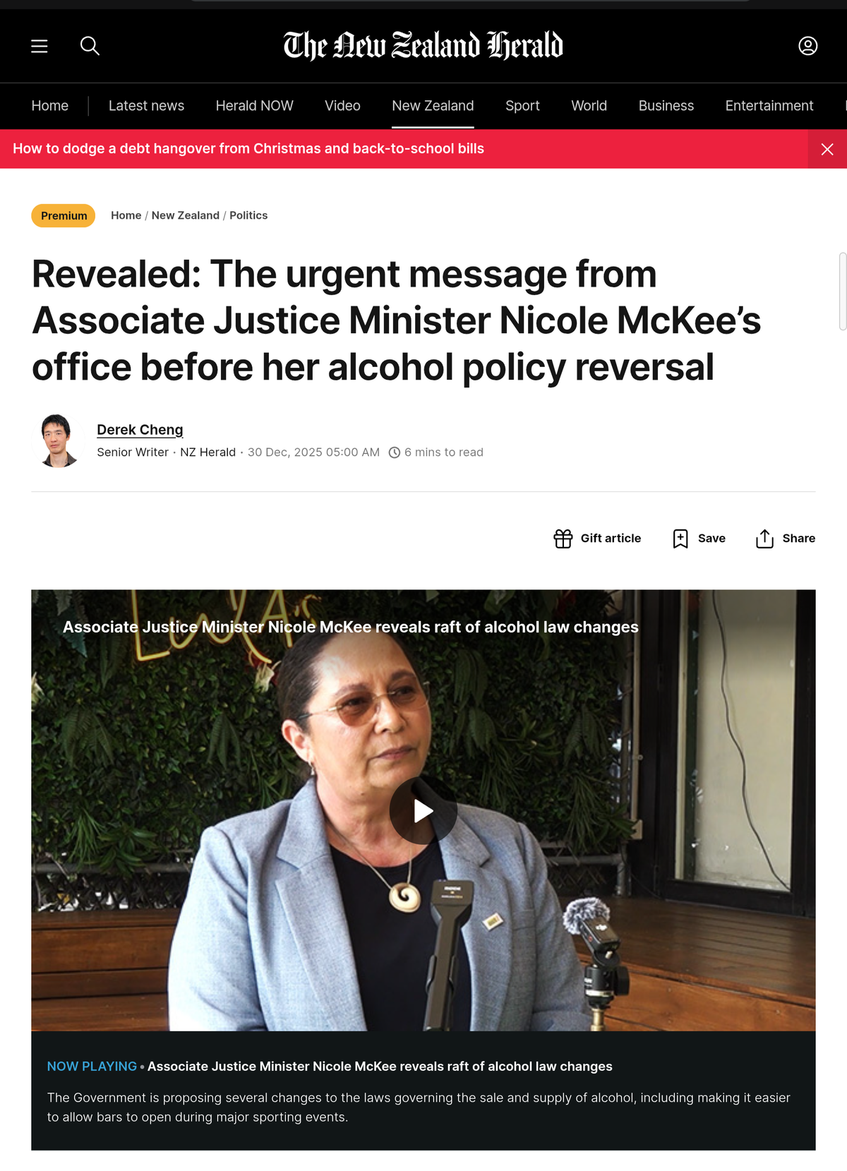 “When Ministers Serve Capital, Not Communities: The Nicole McKee Alcohol U-Turn” - 31 December 2025