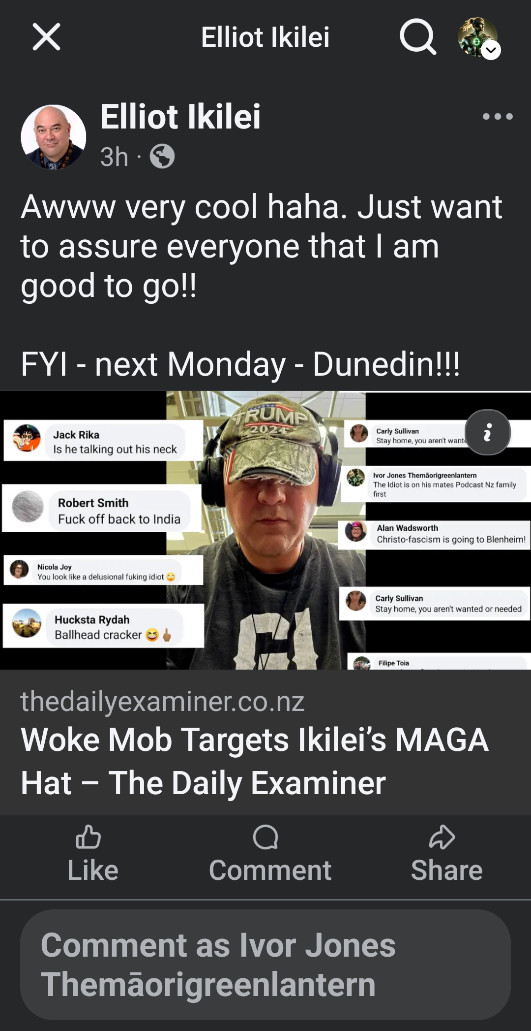 “The Daily Examiner's Manufactured Martyr Complex” - 18 September 2025