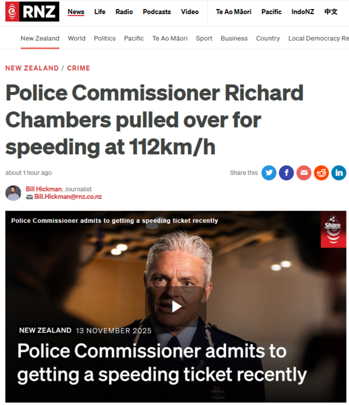 “The Blade of Accountability Broken—Aotearoa Police, Commissioner Richard Chambers, and the Speeding Ticket That Exposes Institutional Rot” - 13 November 2025