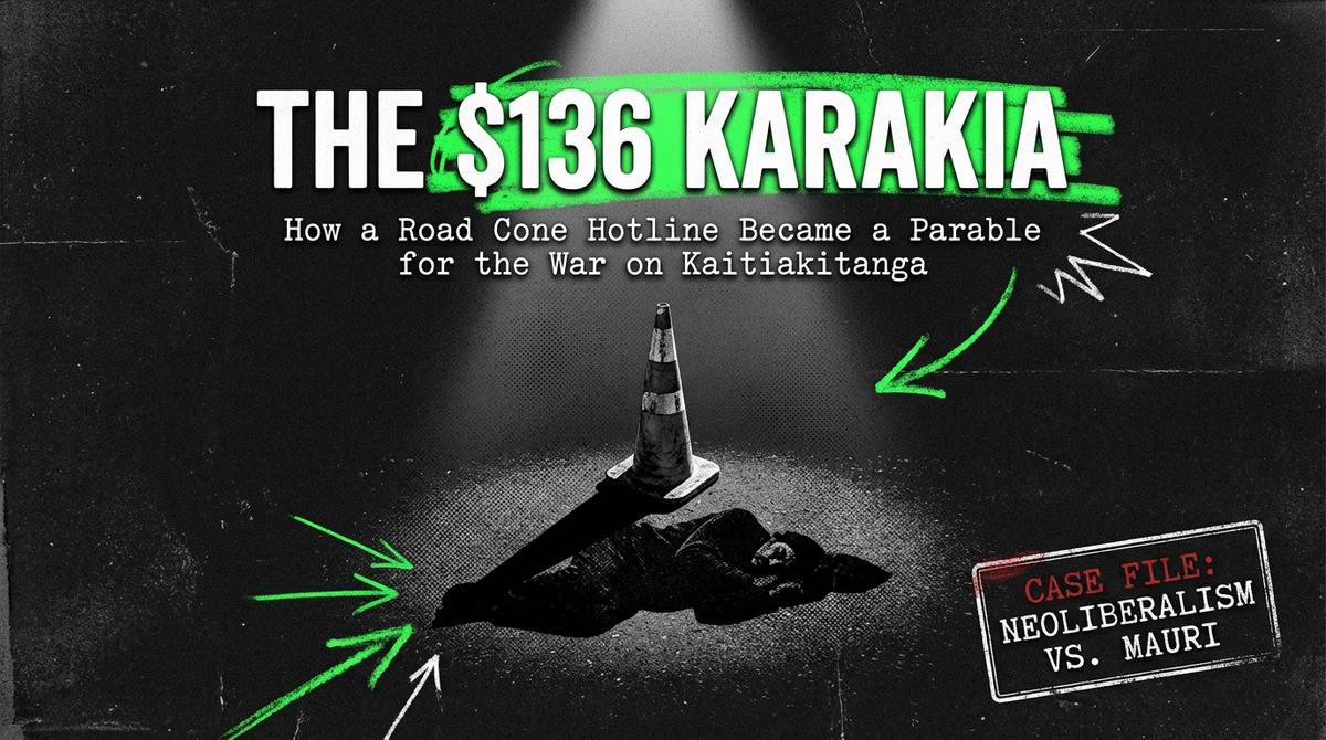 "How a Road Cone Dob-In Line Became the Parable for Neoliberalism’s War on Kaitiakitanga:  The $136 Karakia” - 1 February 2026 