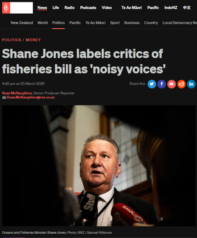 ""NOISY VOICES": HOW SHANE JONES IS GUTTING OUR MOANA FOR CORPORATE PROFIT" - 24 March 2026