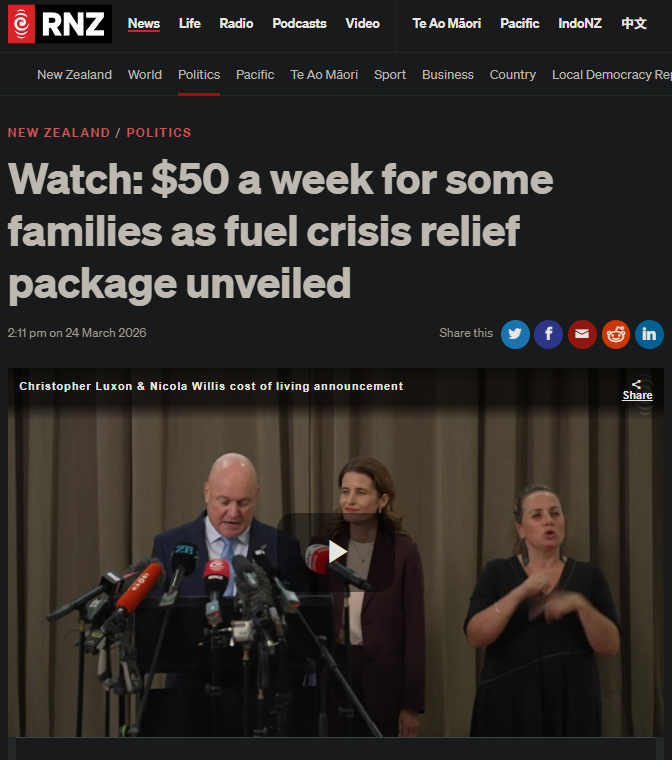 "THE PĀTAKA IS ASH: How Nicola Willis and Christopher Luxon Poured Petrol on the Poor and Called It Relief" - 25 March 2026