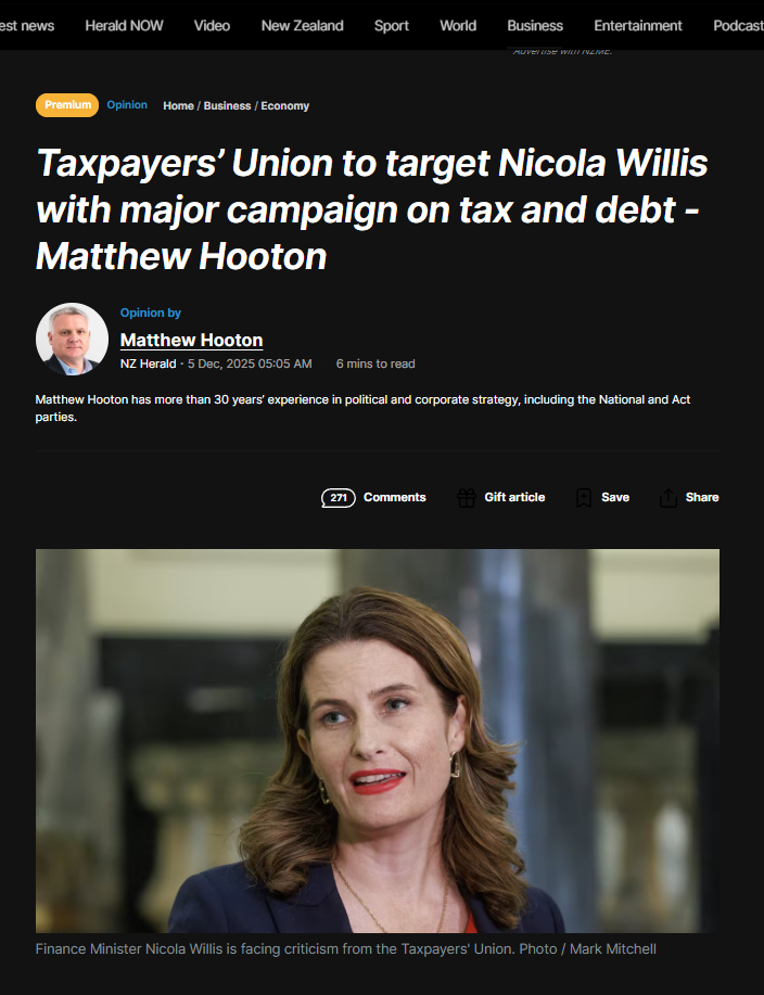 “The Herald’s Neoliberal Theatre: How NZME Launders Taxpayers’ Union Propaganda While Aotearoa Burns” - 6 December 2025