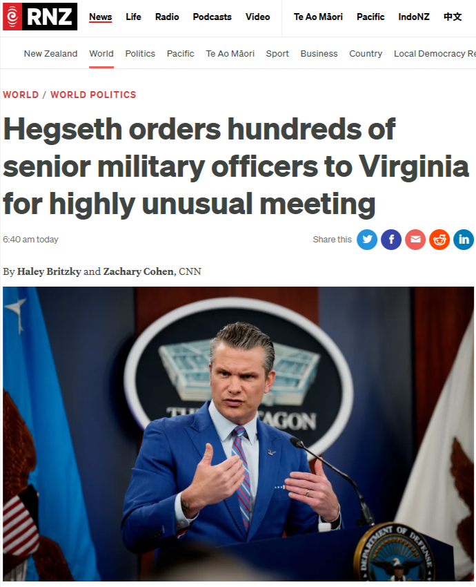 “The Pentagon’s “General Squid Games” - 26 September 2025