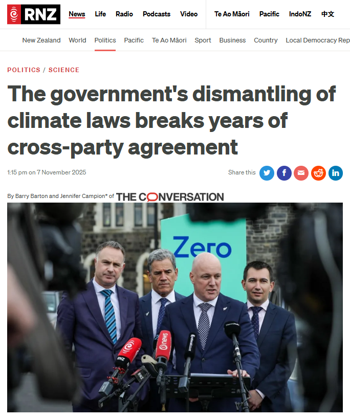 "Koha Ki Te Tūpuna, Tiaki Ki Te Taiao: The Luxon Government’s Assault on Climate Accountability and Treaty Obligations" - 8 November 2025