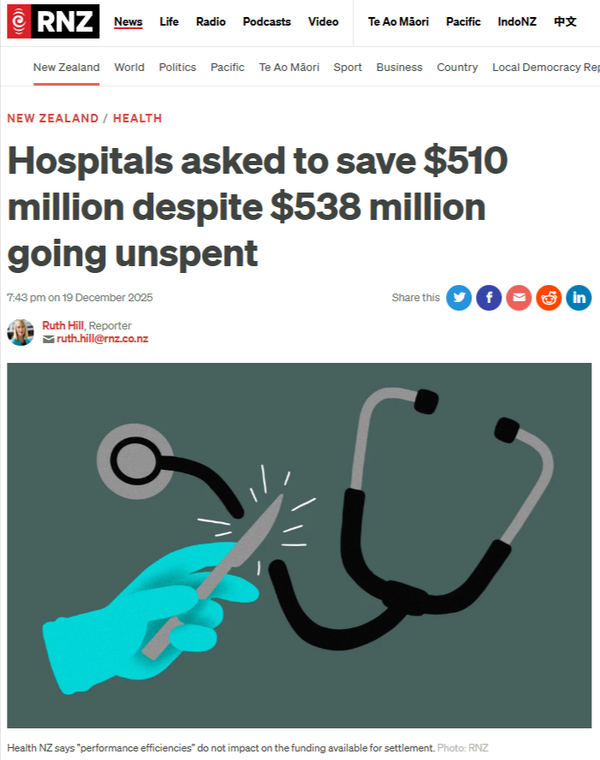 “The Manufactured Crisis: How Health NZ Underspent $538 Million While Demanding Another $510 Million in Cuts” - 20 December 2025