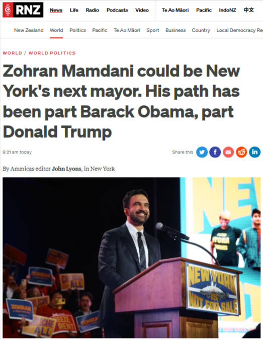 "Zohran Mamdani’s Democratic Socialism Embodies Māori Values That Aotearoa Must Adopt" - 4 November 2025