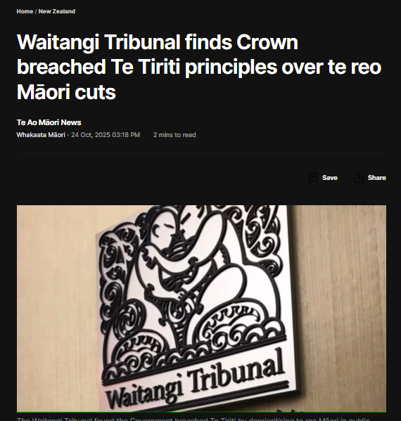 "THE CROWN’S DELIBERATE DESTRUCTION OF TE REO MĀORI" - 25 October 2025