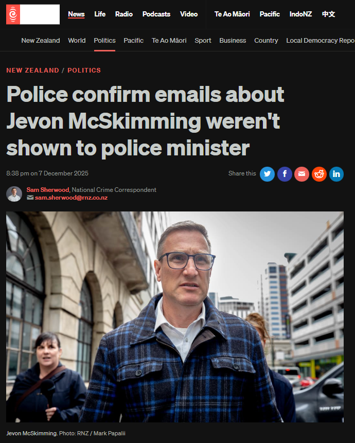 “The Jevon McSkimming Scandal and the Neoliberal Rot at the Heart of New Zealand’s Police” - 8 December 2025