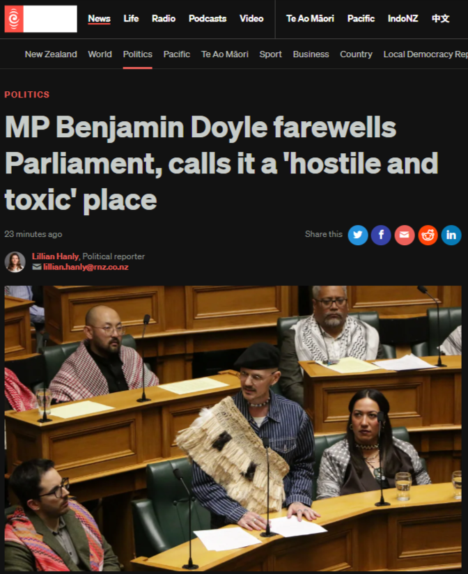 “The Colonisers' House Burns: Benjamin Doyle and the Racist Reality of New Zealand's Parliament” - 18 September 2025
