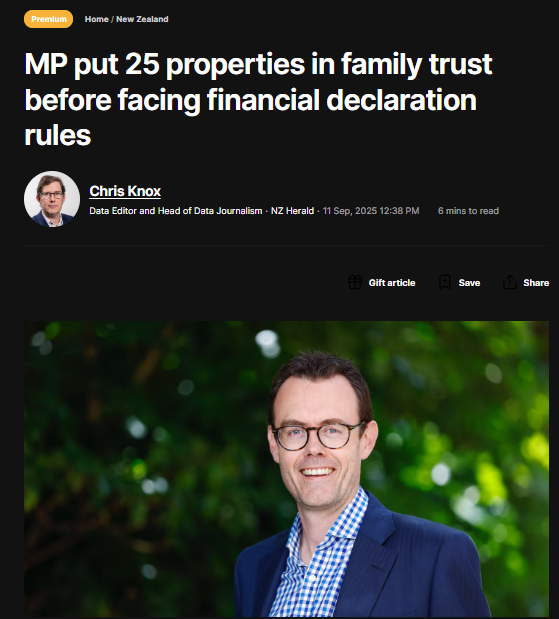 “The Property Parasite: How National MP Carl Bates Embodies Everything Wrong with New Zealand's Corrupt Housing System” - 13 September 2025