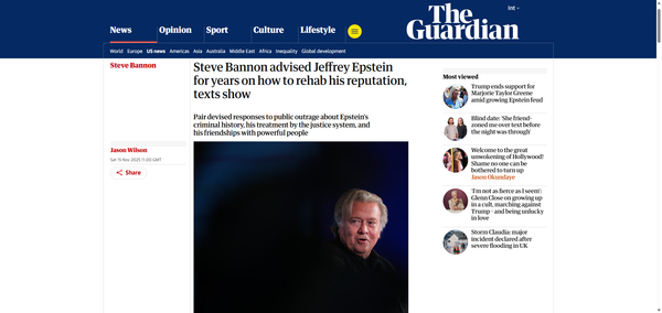 “Steve Bannon, Jeffrey Epstein, and the Whakapapa of Impunity” - 16 November 2025