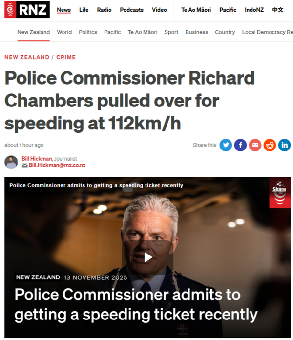 “The Blade of Accountability Broken—Aotearoa Police, Commissioner Richard Chambers, and the Speeding Ticket That Exposes Institutional Rot” - 13 November 2025